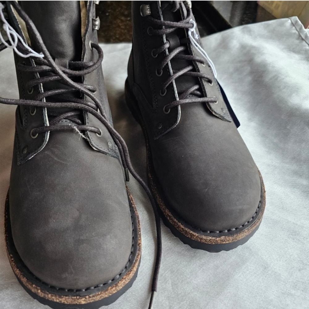 🔥🆕 Birkenstock Bryson Boots Graphite Oiled Gray Shearling Combat Winter Boots - Picture 8 of 14